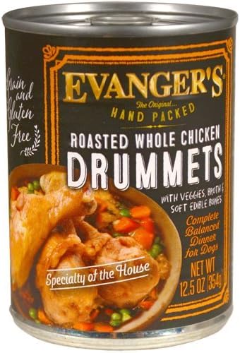 Evanger's Roasted Chicken Drumette Canned Dog Food 13.2 oz cans/case of 12