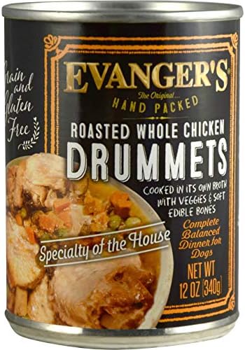 Evanger's Roasted Chicken Drumette Canned Dog Food 13.2 oz cans/case of 12