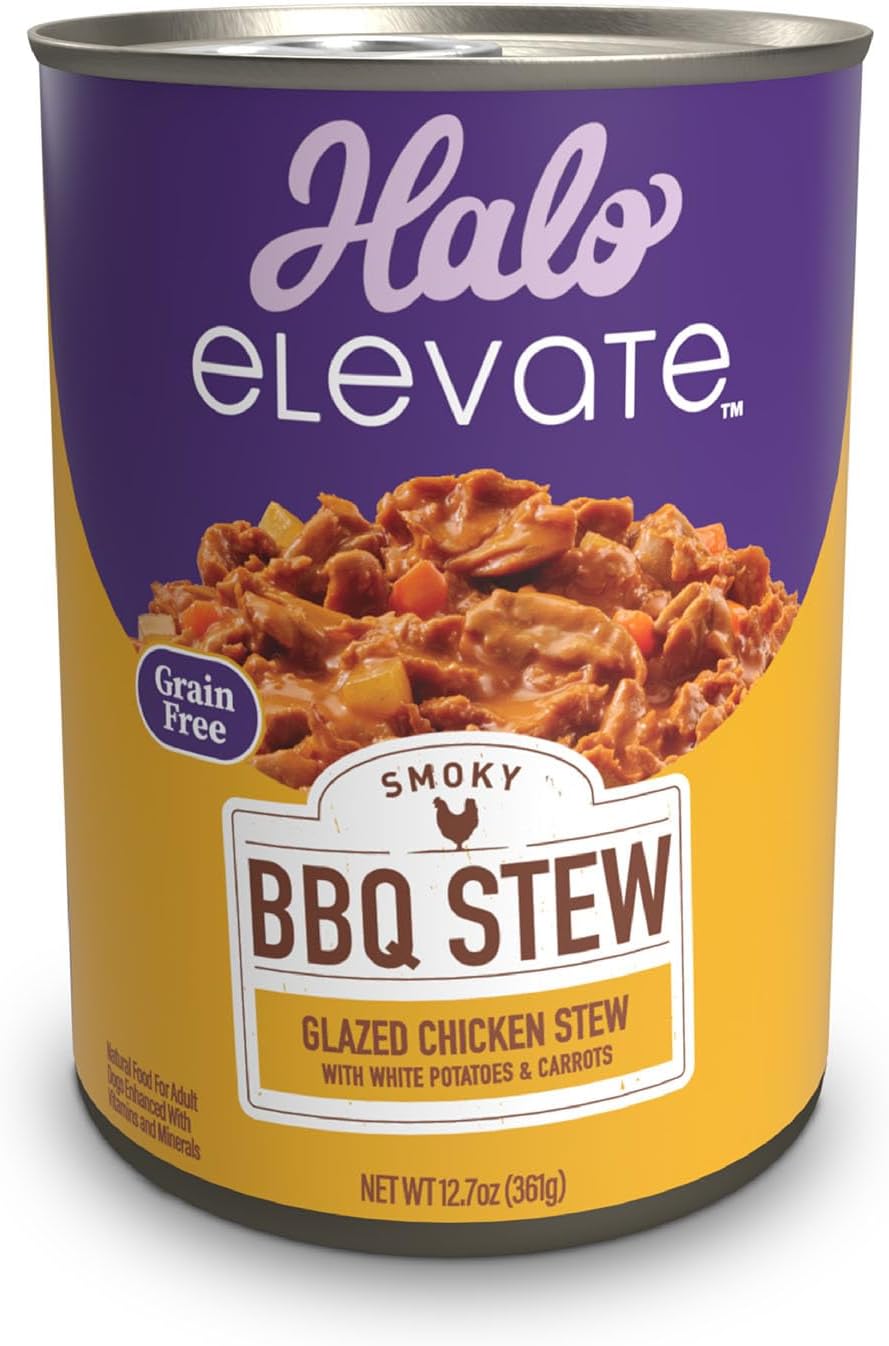 Halo Elevate Kettle Cooked Chunky Healthy Grains Chicken Stew with Carrots, Pumpkin & Brown Rice Wet Dog Food, 12.7-oz can, case of 12