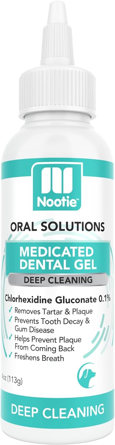 Nootie Medicated Dental Gel for Dogs, Freshens Breath and Cleans Teeth for Dogs - Prevents Plaque and Tartar Dog Oral Care, 4oz