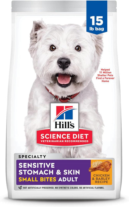 Hill's Science Diet Sensitive Stomach & Skin, Adult 1-6, Stomach & Skin Sensitivity Support, Small Kibble, Dry Dog Food, Chicken Recipe, 15 lb Bag