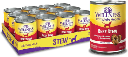 Wellness Ninety-Five Percent Beef Grain-Free Canned Dog Food Topper, 13.2 oz pack of 12