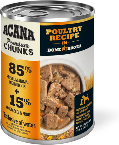 ACANA Premium Chunks Lamb Recipe in Bone Broth Grain-Free Wet Dog Food, 12.8-oz can