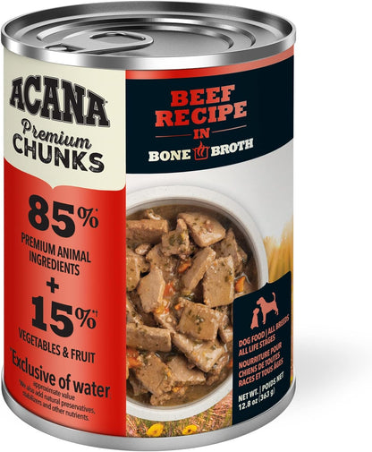 ACANA Premium Chunks Lamb Recipe in Bone Broth Grain-Free Wet Dog Food, 12.8-oz can