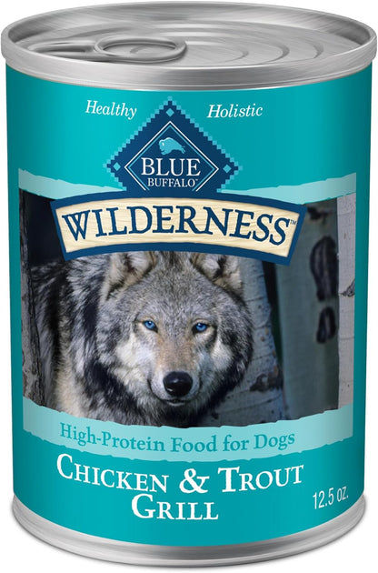 Blue Buffalo Wilderness Rocky Mountain Recipe Senior High-Protein & Grain-Free Red Meat Recipe Wet Dog Food, 12.5oz pack of 12