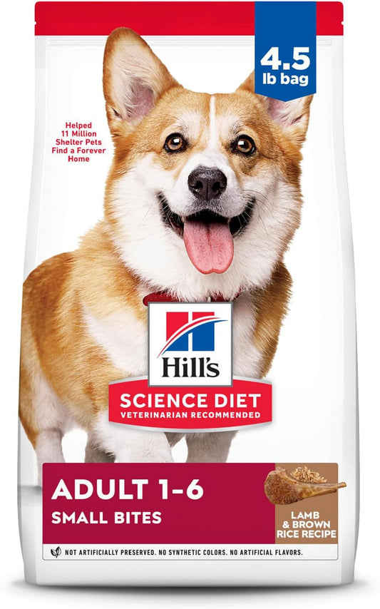 Hill's Science Diet Adult 1-6, Adult 1-6 Premium Nutrition, Small Kibble, Dry Dog Food, Lamb & Brown Rice, 4.5 lb Bag