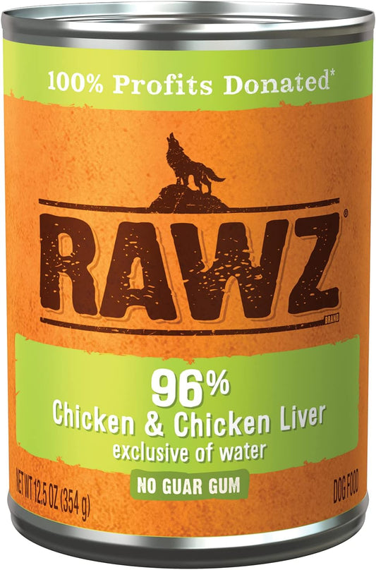 Rawz 96% Meat Canned Wet Food for Dogs 12 Pack/ 12.5 oz. Cans