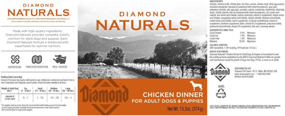 Diamond Naturals Chicken Dinner Adult & Puppy Canned Dog Food 13.2oz case of 12