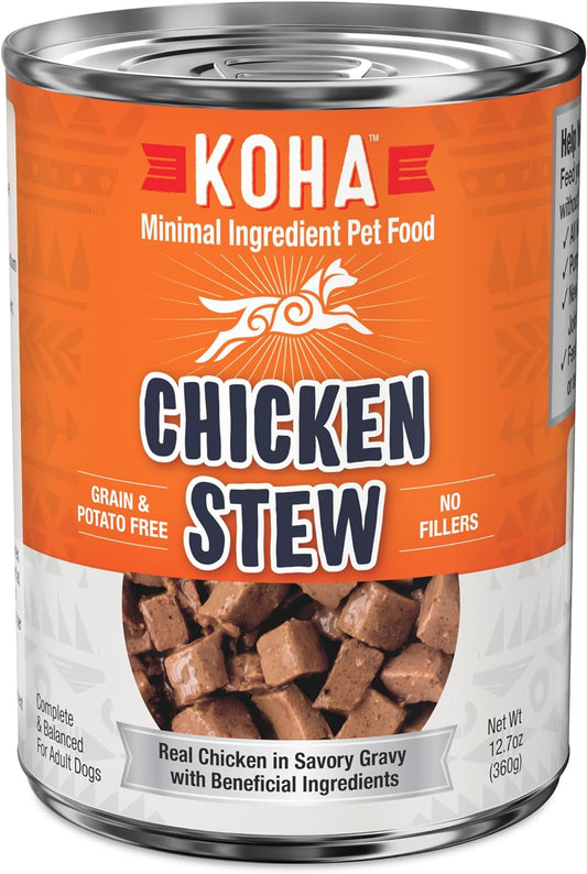 KOHA Minimal Ingredient Chicken Stew for Dogs, High Protein Limited Ingredient Dog Food, 12.7oz Cans (Case of 12)