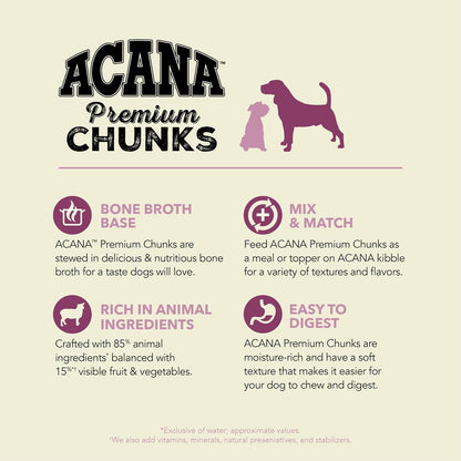 ACANA Premium Chunks Lamb Recipe in Bone Broth Grain-Free Wet Dog Food, 12.8-oz can