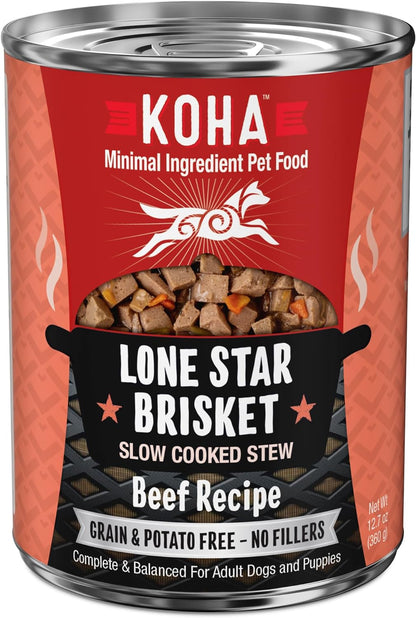 KOHA Lone Star Brisket Stew for Dogs with Beef, High Protein Wet Dog Food, 12.7oz Cans (Case of 12)