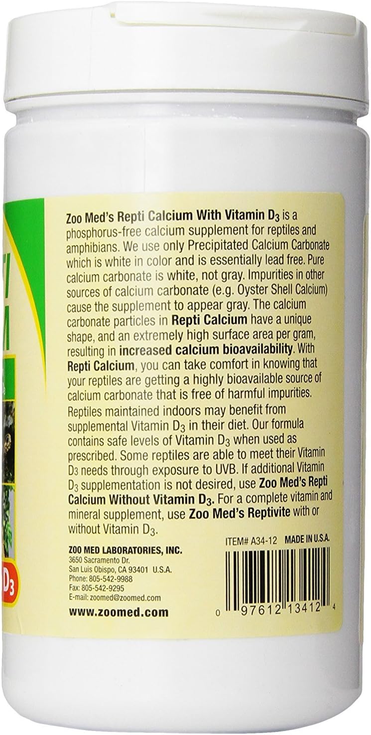 Zoo Med Reptile Calcium with Vitamin D3, 12-Ounce