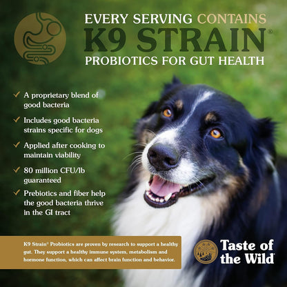 Taste of the Wild High Prairie Canine Grain-Free Recipe with Roasted Bison and Venison Dry Dog Food for Puppies, Made with High Protein from Real Meat and Guaranteed Nutrients and Probiotics 14lb