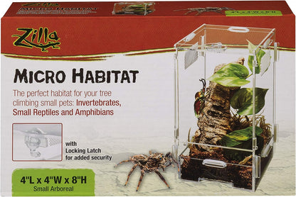 Zilla Micro Habitat Terrarium Enclosure for Small Tree Dwelling Reptiles, Amphibians, Spiders & Other Invertebrates, Small