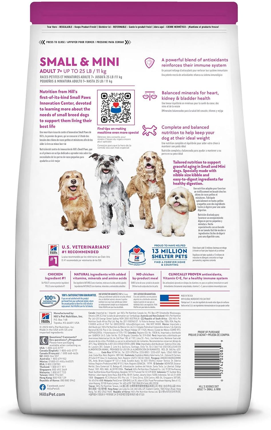 Hill's Science Diet Small & Mini, Senior Adult 7+, Small & Mini Breeds Senior Premium Nutrition, Dry Dog Food, Chicken, Brown Rice, & Barley, 4.5 lb Bag