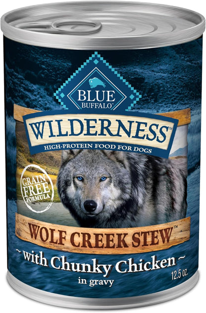 Blue Buffalo Wilderness Rocky Mountain Recipe Senior High-Protein & Grain-Free Red Meat Recipe Wet Dog Food, 12.5oz pack of 12