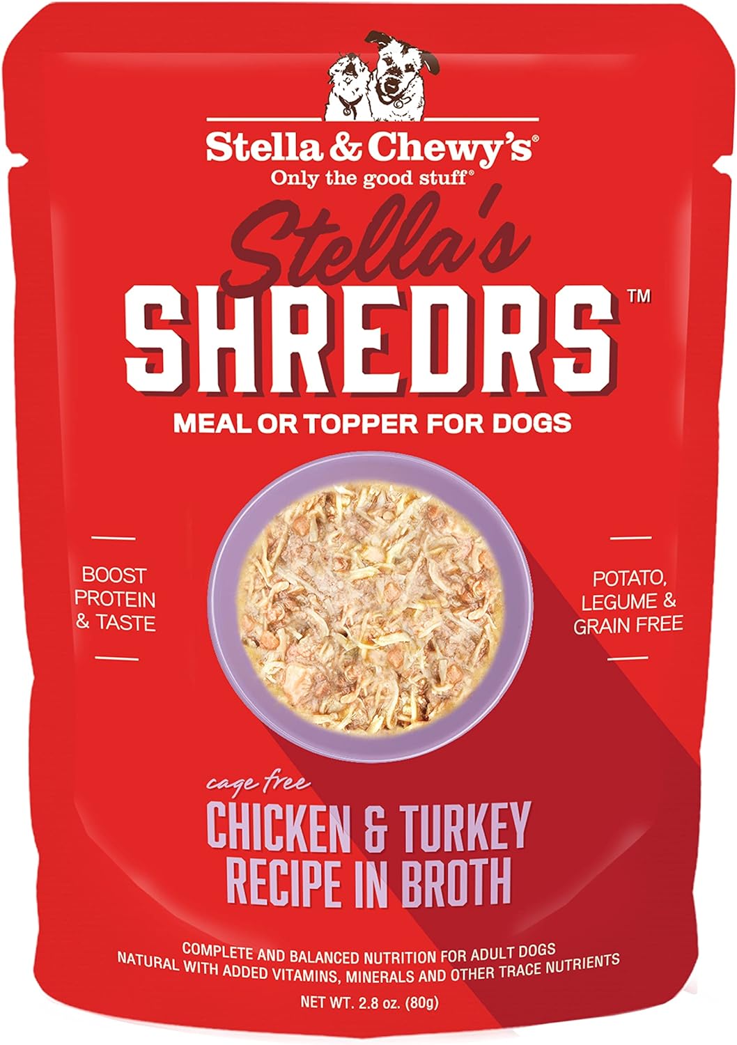 Stella & Chewy's Stella’s Shredrs Cage Free Chicken & Turkey Recipe in Broth, Pack of 24