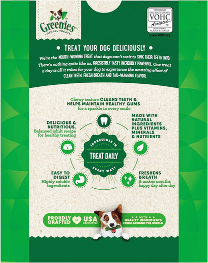 Greenies Original Regular Natural Dog Dental Care Chews Oral Health Dog Treats, 27 oz. Pack (27 Treats)