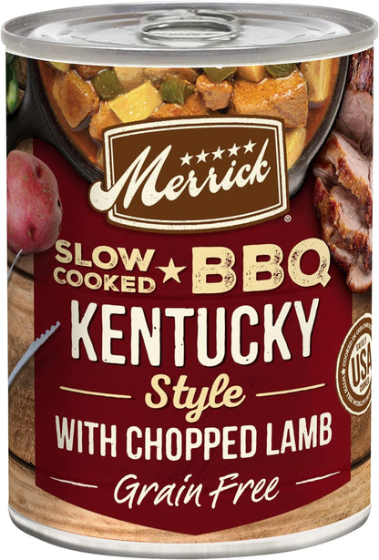 Merrick Grain-Free Wet Dog Food Slow-Cooked BBQ Memphis Style with Glazed Chicken 12.7oz can pack of 12