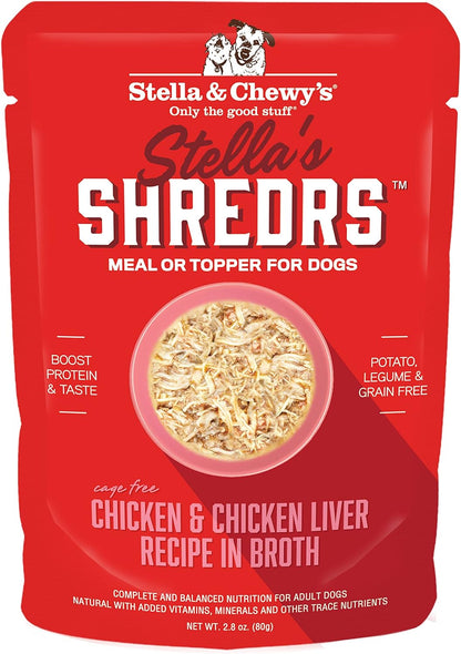 Stella & Chewy's Stella’s Shredrs Cage Free Chicken & Turkey Recipe in Broth, Pack of 24