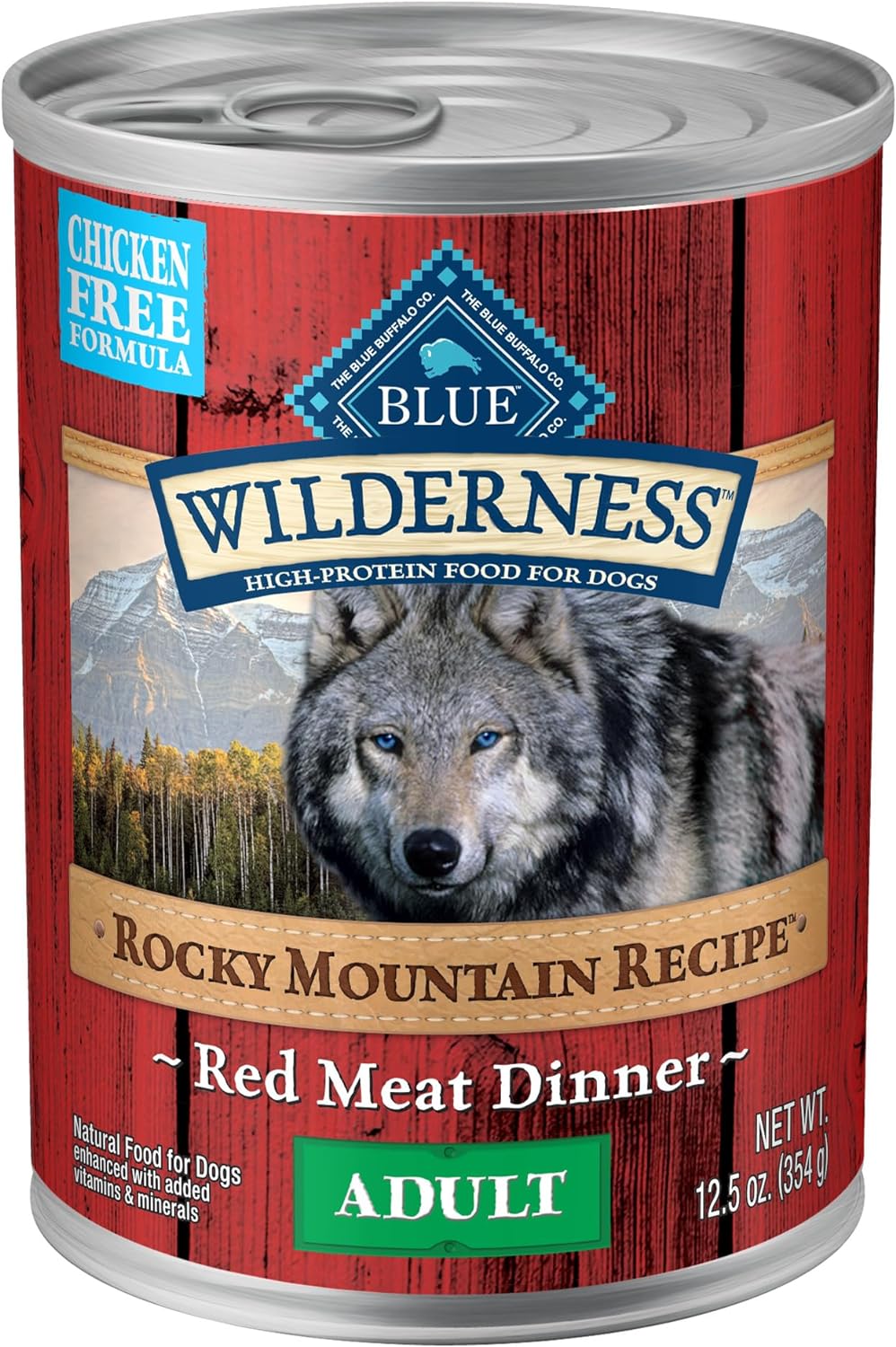 Blue Buffalo Wilderness Rocky Mountain Recipe Senior High-Protein & Grain-Free Red Meat Recipe Wet Dog Food, 12.5oz pack of 12