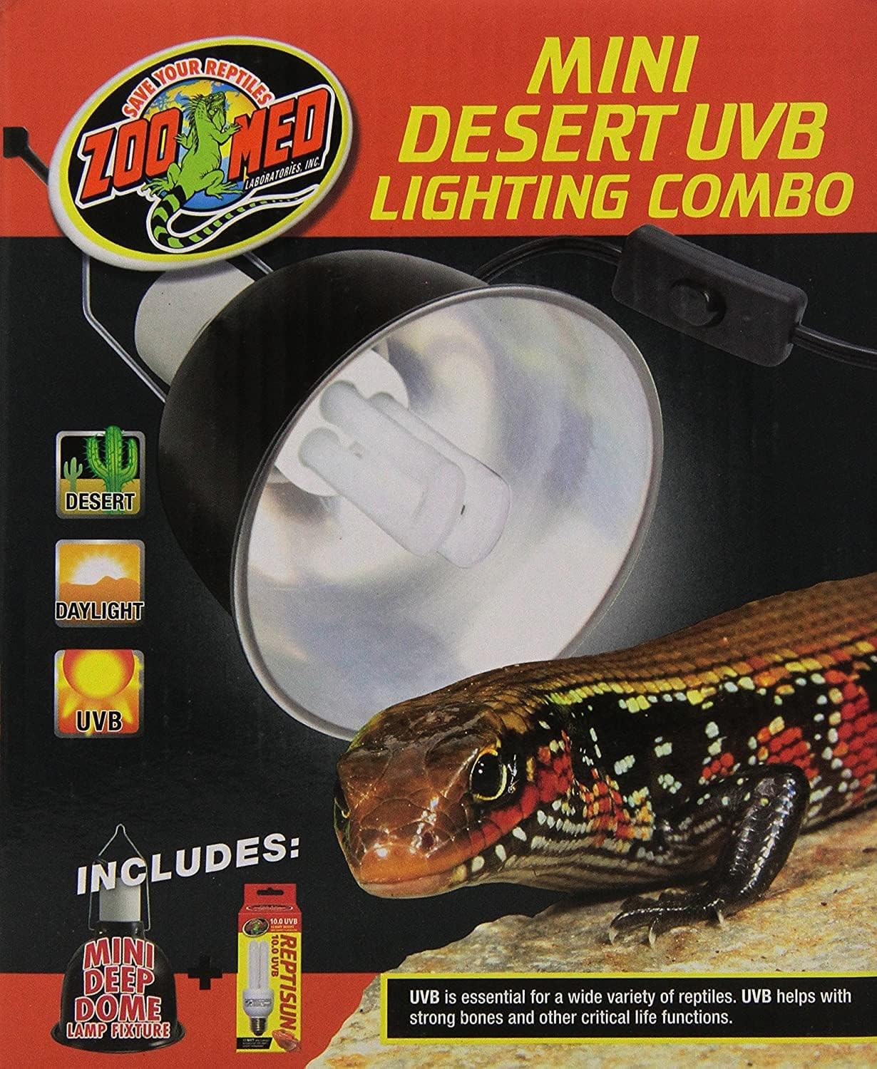 Zoo Med Mini Desert UVB Lighting Single Combo, 100 Watt