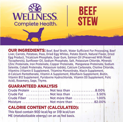 Wellness Ninety-Five Percent Beef Grain-Free Canned Dog Food Topper, 13.2 oz pack of 12