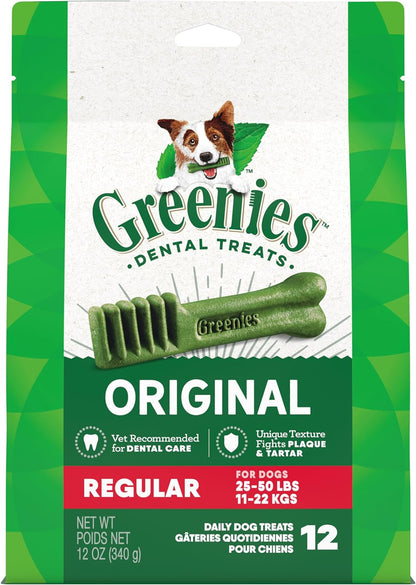 Greenies Original Regular Natural Dental Care Dog Treats, 12 oz. Pack (12 Treats)