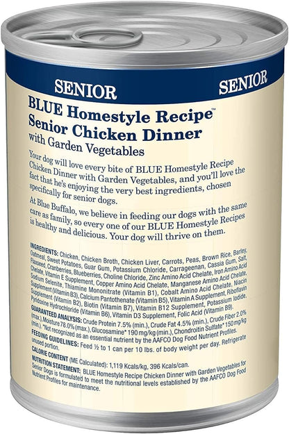 Blue Buffalo Homestyle Recipe Chicken Dinner with Garden Vegetables & Brown Rice Canned Dog Food, 12.5oz