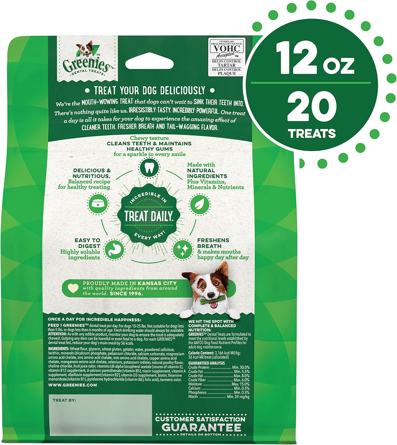 Greenies Original Petite Natural Dental Care Dog Treats, 12 oz. Pack (20 Treats)