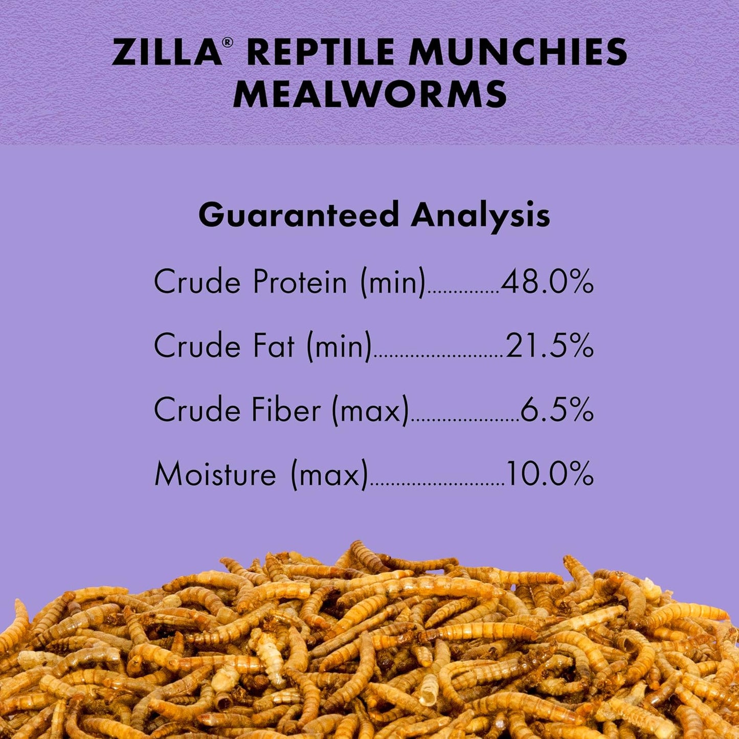 Zilla Reptile Munchies, Mealworms, All-Natural, Dehydrated Mealworms, Ideal for Bearded Dragons, Leopard Geckos, Chameleons and other lizards