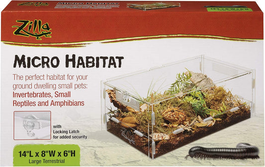 Zilla Micro Habitat Terrarium Enclosure for Small Ground Dwelling Reptiles, Amphibians, Spiders & Other Invertebrates, Large