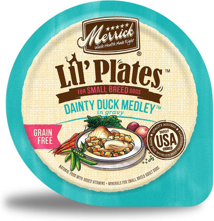 Merrick Lil’ Plates Grain Free Natural Wet Dog Food For Small Breed Puppies, Pint-Sized Puppy Plate In Gravy - (Pack of 12) 3.5 oz. Tubs