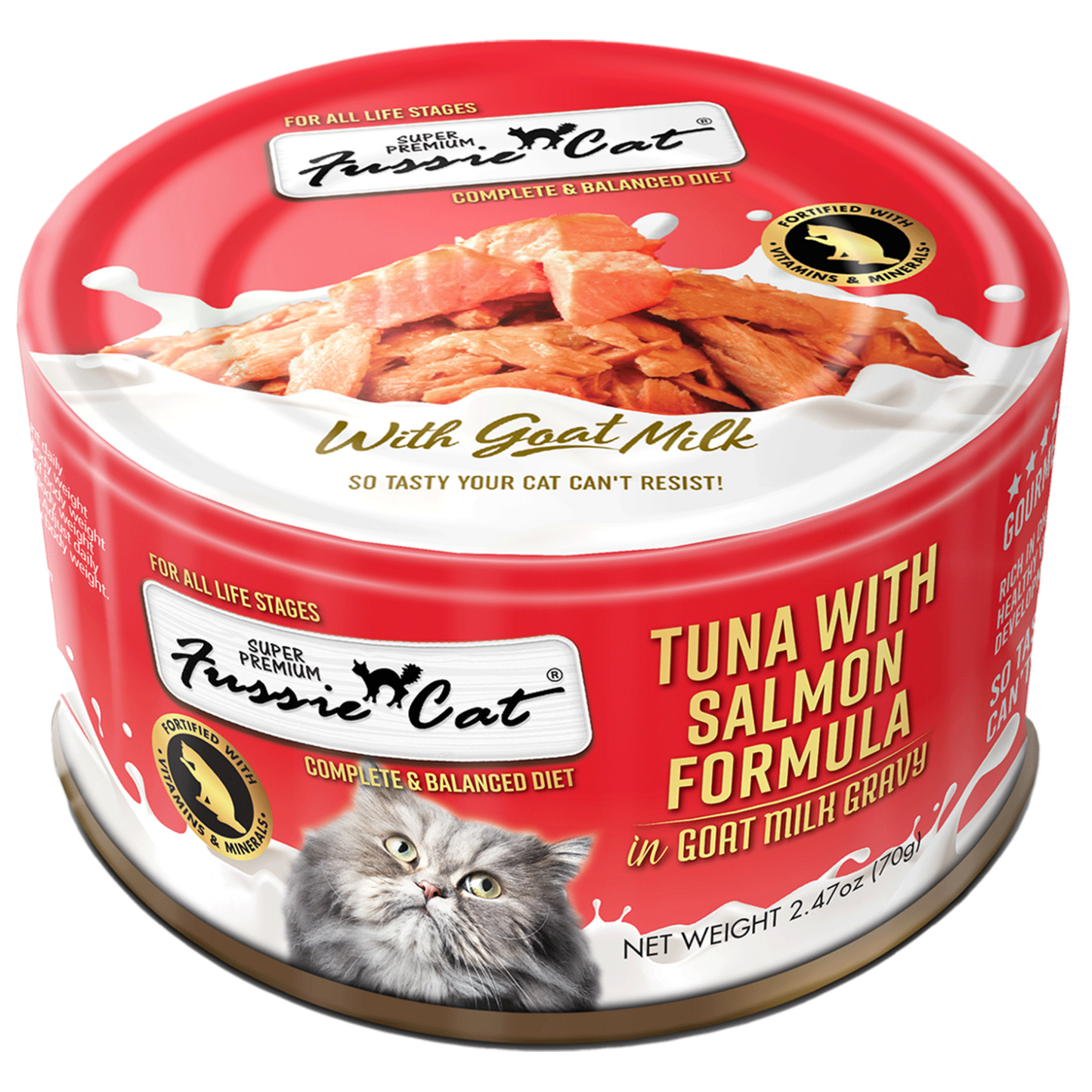 Fussie Cat Tuna in Goats Milk Wet Cat Food, 2.47-oz can, case of 24