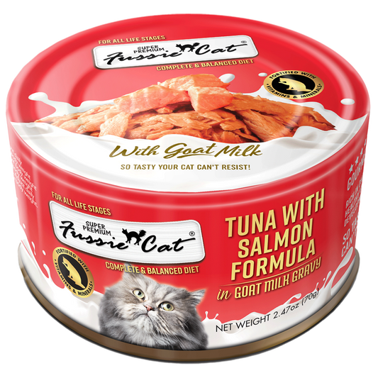 Fussie Cat Tuna in Goats Milk Wet Cat Food, 2.47-oz can, case of 24